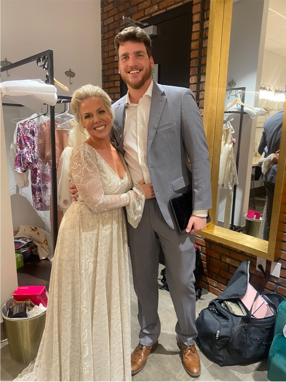 Grace Loves Lace Cream Lace Long Sleeve V-Neck Wedding Dress